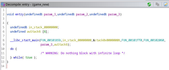 entry function decompilation in ghidra